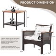 thumbnail image 4 of Costway 3PCS Patio Rattan Furniture Set Acacia Wood Table Top W/Shelf Cushioned, 4 of 10