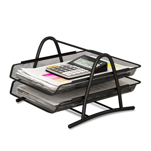 Desk File Tray Organizer Mesh Letter Tray Desk Document Tray Office Desk Document Tray Mesh Bracket Paper Letter Shelf Holder Black Metal For Home Study School