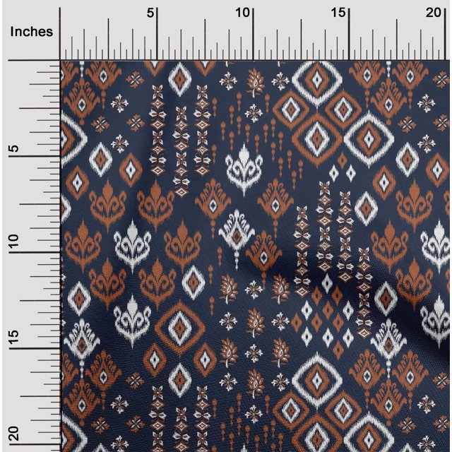 oneOone Polyester Lycra Fabric Block & Geometric Ikat Print Fabric By Yard 56 Inch Wide