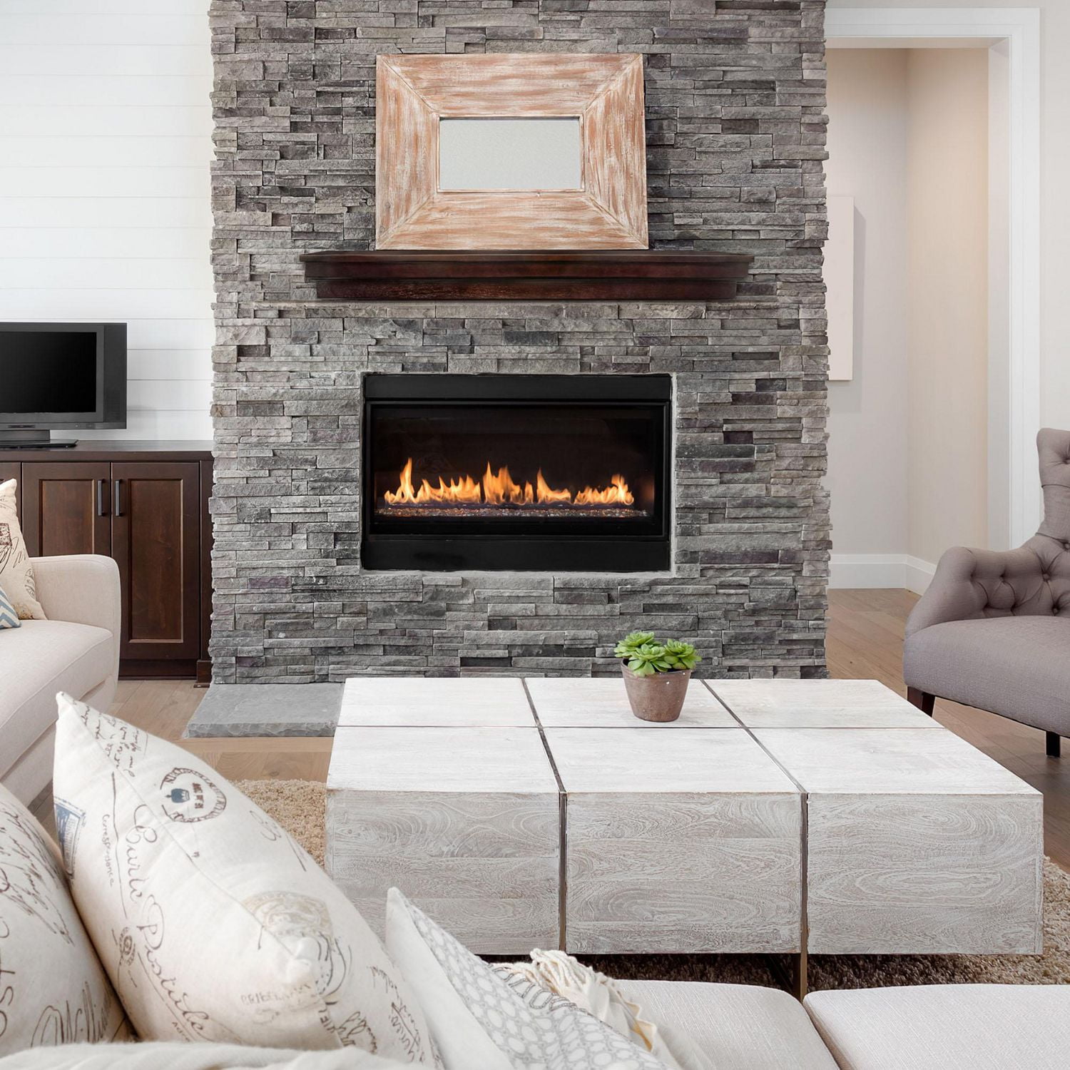 Roman 45" MDF Wood Veneer Mantel
