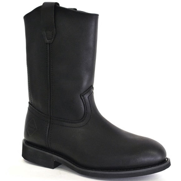 WORK ZONE Men's 10" Steel Toe Pull On Work Boot Black - S998 BLK