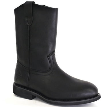 WORK ZONE Bottes de Travail à Enfiler à Embout d'Acier pour Hommes 10 Po Noires - S998 BLK