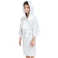 thumbnail image 1 of MIASHUI Peignoirs de Pyjama pour Enfants Garçons Filles en Soie Satinée à Capuche, Blanc, 8-9 Ans, 1 of 7