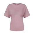 thumbnail image 5 of Timegard Short Sleeve Tops for Women Crew Neck Solid Color Comfy Casual Loose Shirts Top Basic Tee Blouse, 5 of 5