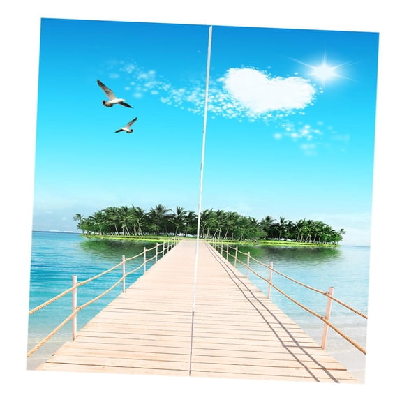 Set of 2 Beautiful Curtain Scarf Blackout Curtain BLICKDICHT Landscapes - Seascape, 166x150cm