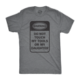 thumbnail image 1 of Mens Do Not Touch My Tools Or My Daughter T Shirt Fathers Day Tee for Guys (Dark Heather Grey) - 3XL, 1 of 2