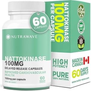Nutrawave Nattokinase 100 mg – Circulation & Heart Health Support, Fermented Enzyme, 60 Vegan Capsules, Non-GMO, Gluten-Free