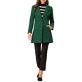 thumbnail image 2 of INSPIRE CHIC Manteau Long Classique pour Femme à Revers Cranté, Manches Longues, TG Vert Foncé, 2 of 7