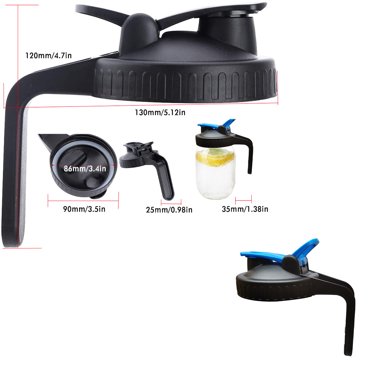 serony Couvercle de Pot Mason Remplacement Outil de Couverture de Scellement Ménager Accessoires de Mise en Conserve Couvercles de Pots en Plastique avec Poignée Couvercles de Bouteilles Noir/bleu