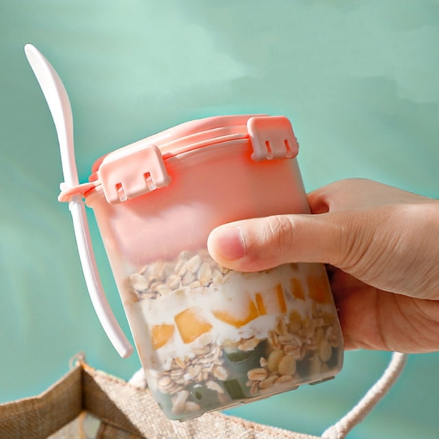 Summer Savings Kcavykas Overnight Oatmeal Breakfast Cup Cold Sealed Cup Portable Salad Cup with Spoon Yogurt Cup Cereal Cup Travel Cup