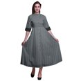thumbnail image 1 of Bimba Geometric Button Down Dress Print Mandarin Collar Roll Up Sleeves Shirt Dress-Medium, 1 of 5