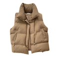 thumbnail image 1 of Kcodviy 2025 Autumn Winter Ladies Women Hooded Winter Coat Oversized Solid Puff Padded Cropped Back Jacket Vest, 1 of 4