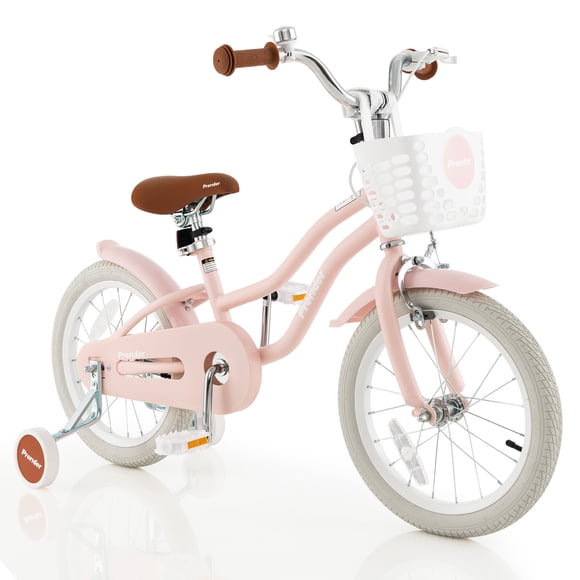Costway Vélo pour Enfants 16 Pouces Bicyclette pour Tout-Petit Ajustable avec Petites Roues Stabilisatrices pour Fille de 4 à 7 Ans
