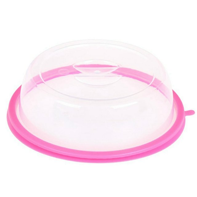 Microwave Covers 2Pcs Microwave Oven Food Heating Anti-splash Covers Freshness Lids Kitchen Tool. A transparent plastic microwave cover with a pink rim, designed to prevent food splashes and maintain cleanliness during heating. Made from durable PP material, suitable for use in kitchens, offices, and restaurants.