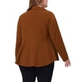 thumbnail image 3 of Agnes Orinda Women's Plus Size Blazer Button Notch Panel Ruffle Peplum Blazers 2X Brown, 3 of 6