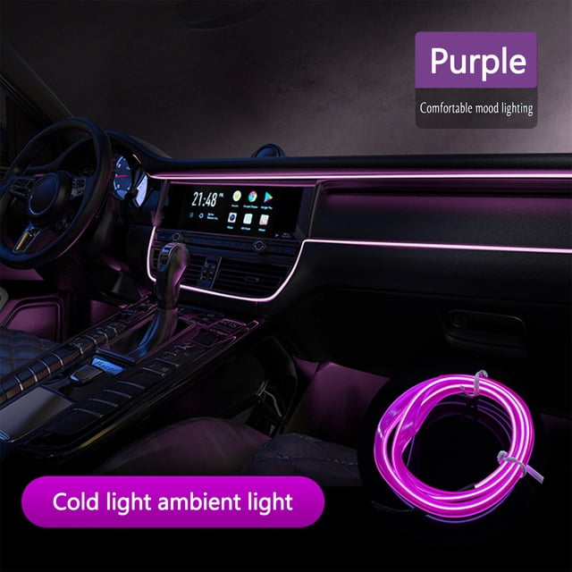 Suncoda Interior Ambient Light, Car Cold Lamp Interior Guide LED Lamp El Luminous Line 5 Meters + 5V USB Drive Universal Car Decorative Lamp