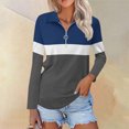 thumbnail image 2 of Plebaso Chemises à Manches Longues pour Femmes à Blocs de Couleur Quart Zip Hauts Décontractés Col Pull Blouses pour Femmes, 2 of 7