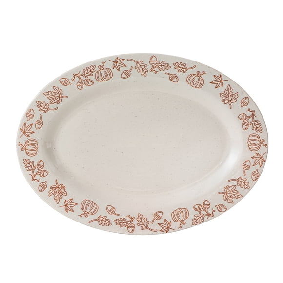 Way to Celebrate Harvest Collection White Oval Ceramic Platter, 16.06 inch, 1 Piece