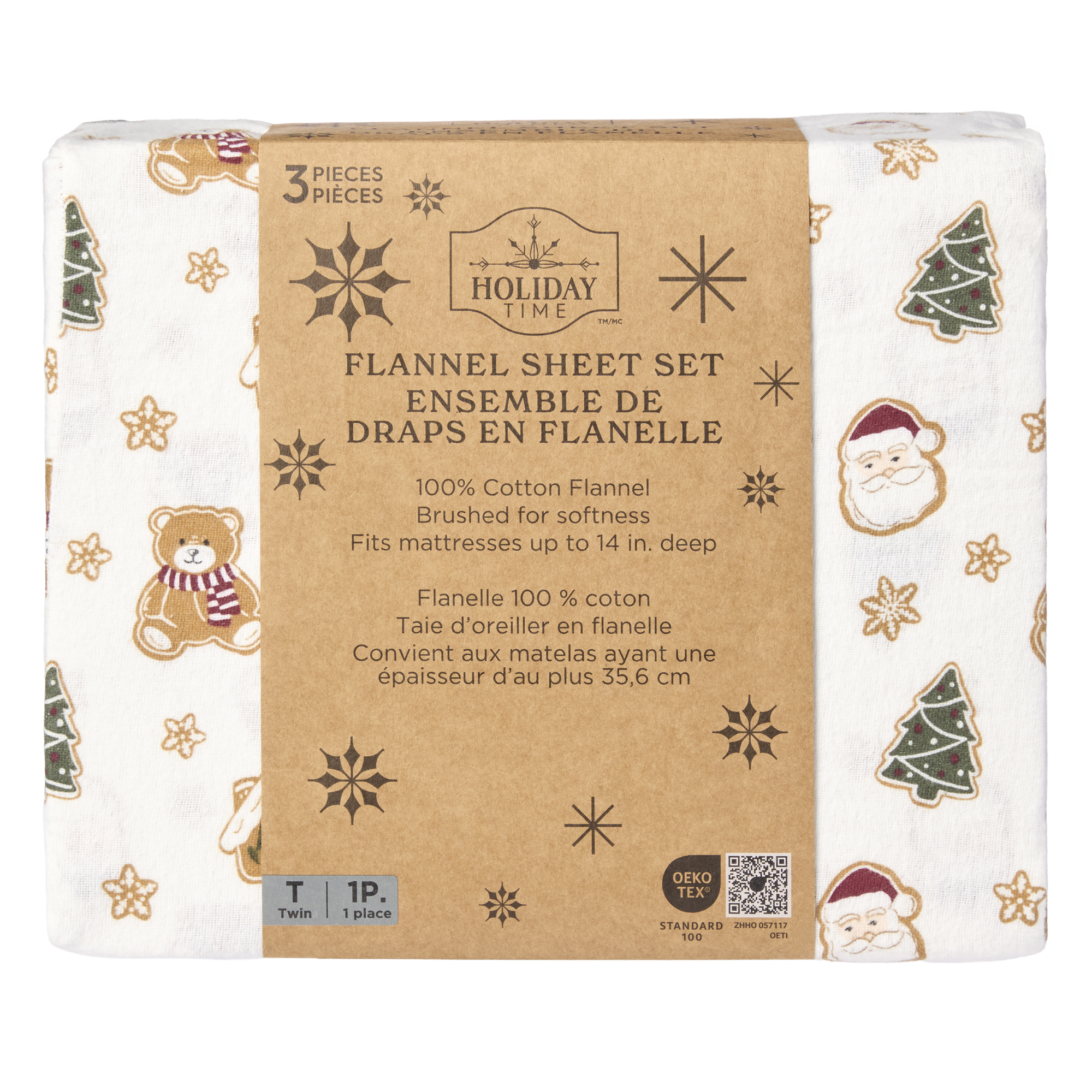 Holiday Time Twin Flannel Sheet Set