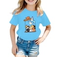 thumbnail image 1 of HNMKIU T-Shirt d'Été Décontracté pour Filles avec Mignon Imprimé Graphique Col Rond Manches Courtes T-Shirt Confortable pour Enfants Bleu,11-12ans, 1 of 4