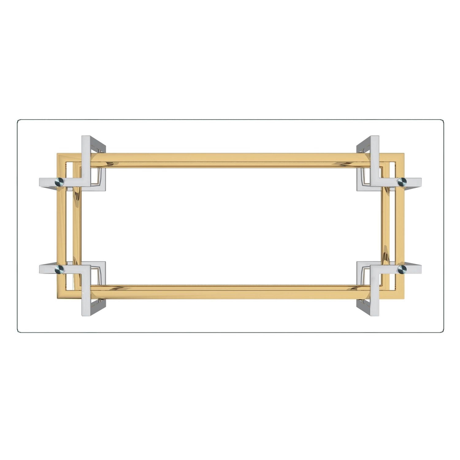 Contemporary Rectangular Glass & Metal Coffee Table in Silver & Gold