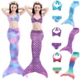 thumbnail image 3 of 3Pcs/Set Girls Bikini Set Mermaid Tail Princess Swimsuit, 3 of 8