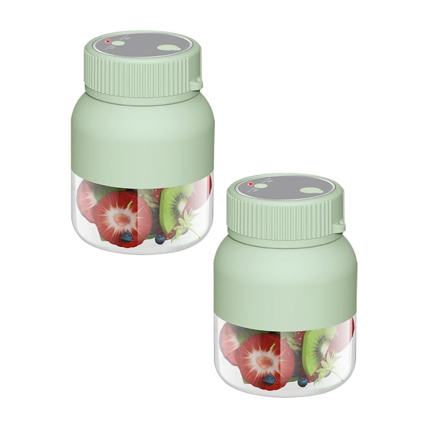 Oleegame 2PC Portable Multifunction Electric Juicer Bucket With USB Charging Large Capacity Juice Cup For Home Use Green