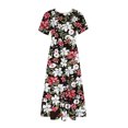 thumbnail image 5 of Ovzne Robes Grande Taille pour Femmes aux Formes Robe pour Femme Mode pour Femmes Manches Longues Col Rond T-Shirt Imprimé Blouse Ample Robe Robe Maxi Grande Taille Manches Courtes Imprimée Liquidation, 5 of 5