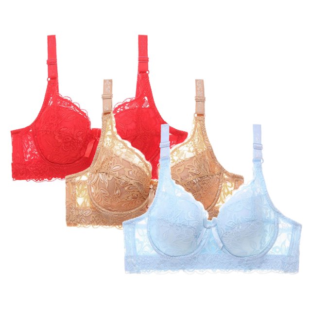 VEKDONE 2 Pcs Soutien-Gorge Sans Armature à Fermeture Frontale Imprimé Léopard Bleu Clair L