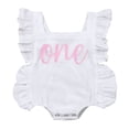 thumbnail image 1 of Newborn Girl First Birthday Outfit Ruffle Backless Jumpsuit Bodysuit, 1 of 5
