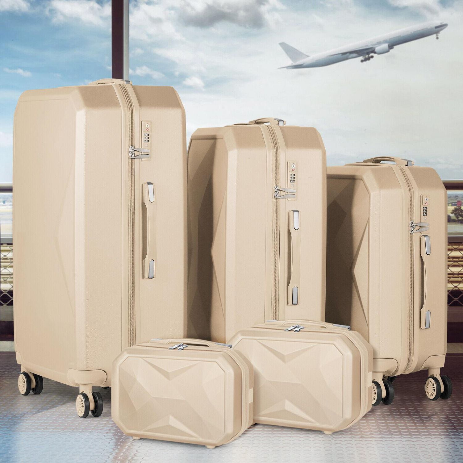 HIKOLAYAE Valise verticale avec roulette à 8 roues, 5 pièces - Conforme à la TSA