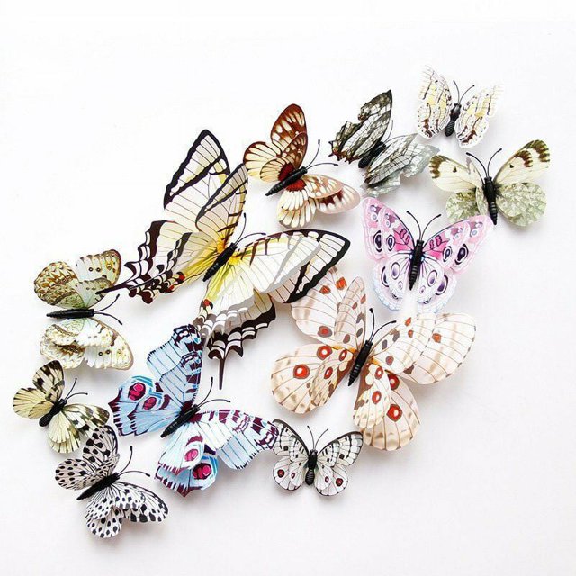 Bgsha 3D Wall Sticker 12pcs Butterfly PVC For Children's Room Optional Colors