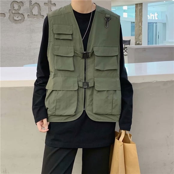Pisexur Jackets for Men Work Jacket Standing Collar Multiple Pockets Outdoor Photography And Sports Jacket Coat Army Green,3XL