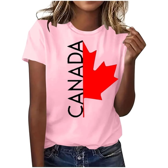 T-shirt Canada pour Femmes à Manches Courtes avec Feuille d'Érable, T-Shirt Basique, Vêtements d'Été, Hauts pour Femmes