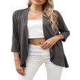 thumbnail image 4 of CNKOO Women‘s Casual Lightweight Open Front Cardigans Soft Draped Ruffles 3/4 Sleeve Cardigan S-XL, 4 of 6