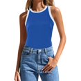 thumbnail image 1 of HBFAGFB Débardeurs pour Femmes Mode Col Rond Sans Manches Hauts Ajustés Légers Gilet Polyvalent Bleu Taille TTG, 1 of 4
