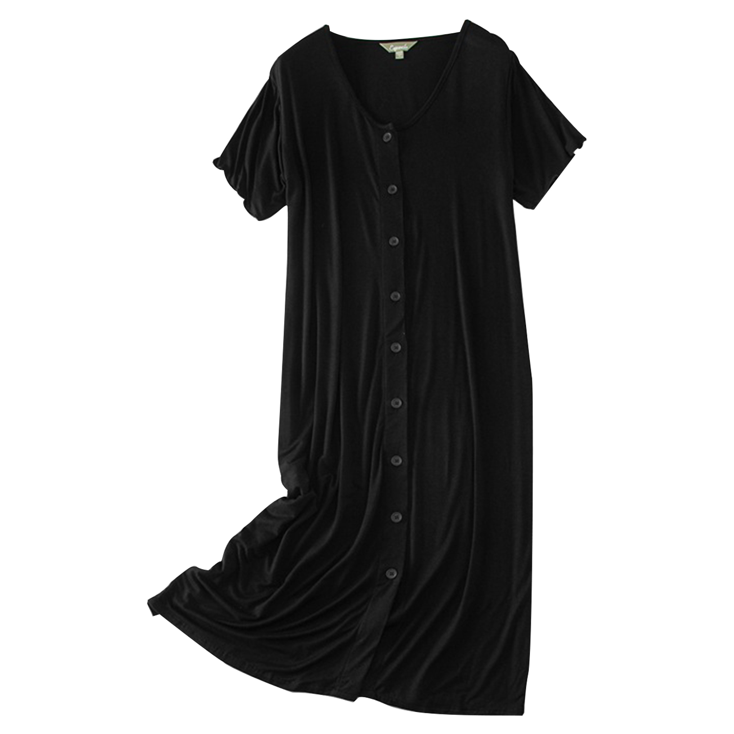Women's Plus Size Modal Short Sleeve Button Down Nightdress Soft Loose Pajama Dress
