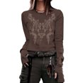 thumbnail image 4 of Fortune T-Shirts Goth pour Femmes à Manches Longues, Coupe Ajustée, Court, T-Shirts Vintage, 4 of 4