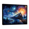 thumbnail image 2 of Designart Train framed wall Art, modern Train Rails By Vincent , Train Large framed wall art decor, Blue Modern black framed wall art, 40x30 inches black frame, 2 of 5