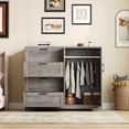 thumbnail image 3 of Garvee Armoire Garde-Robe de 43,3 Po H avec 4 Tiroirs et 2 Portes, Tringle, Gris, 3 of 7
