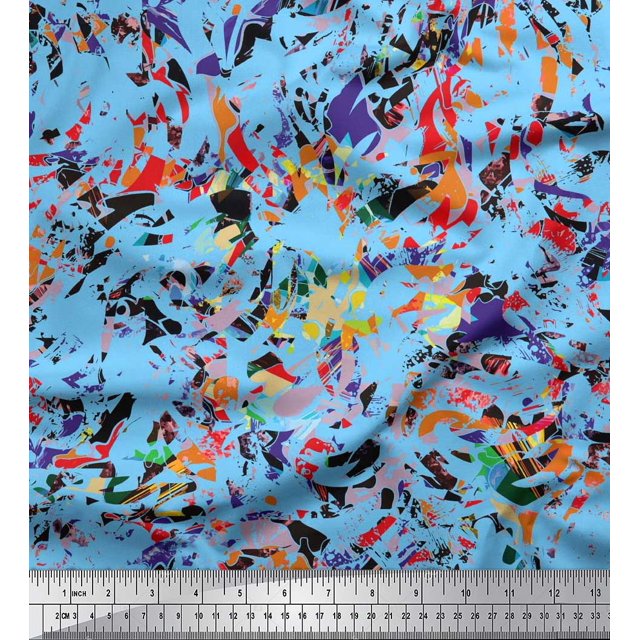 Soimoi Rayon Crepe Fabric Multicolor Texture Decor Fabric Printed Yard 46 Inch Wide