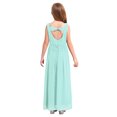 thumbnail image 4 of TTAO Robe en Mousseline pour Filles Sans Manches à Col en V Perlée Mariage Demoiselle d'Honneur Soirée Bal Formelle Robe de Bal Vert Menthe 6, 4 of 7