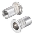 thumbnail image 1 of Unique Bargains #10-32 Écrous à Rivets en Alliage d'Aluminium, Tête Plate Moletée, Écrou à Insert Fileté Argent 100 Pcs, 1 of 5