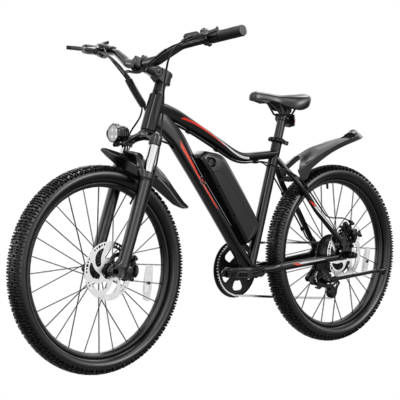 C INVERTER 26" Electric Bike for Adults, Peak 750W Motor 36V 374Wh Removable Battery, Max 88KM Range Top Speed 32 km/h Electric Bicycle Mountain Bike Shimano 7-Speed Commuter E-Bike, Black