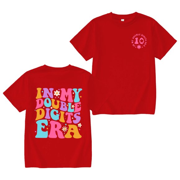 T-shirts pour Filles « In My Double Digits » T-Shirt d'Anniversaire pour Fille de 10 Ans T-Shirt de 10e Anniversaire pour Célébrations et Usage Quotidien