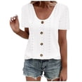 thumbnail image 1 of Timegard Hauts pour Femmes Grande Taille à Oeillets Col Rond Manches Courtes Chemises Boutonnées Habillées Décontractées Amples, 1 of 5