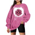 thumbnail image 1 of Penkiiy Chandail pour Femmes Mode Femmes Été Ample Imprimé T-Shirt à Col Rond Manches Longues Blouse Décontractée Rose Vêtements Y2K, 1 of 3