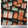 thumbnail image 3 of Soimoi Black Moss Georgette Fabric Dot & Gift Box Party Printed Fabric 1 Yard 42 Inch Wide, 3 of 3