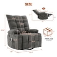 thumbnail image 2 of Swivel Rocker Recliner Chair with Heat and Massage&Adjustable Footrest for Elderly Adults,360° Swivel Rocking Sofa with Handrail and Backrest &Cup Holders Overstuffed Cushion for Back Pain Relief, 2 of 6