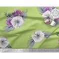thumbnail image 2 of Soimoi Green Moss Georgette Fabric Leaves & Anemone Floral Printed Fabric 1 Yard 42 Inch Wide, 2 of 5